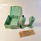 Vintage Carvanite Turquoise Salt And Pepper Shakers with Container 3.25" Spring 