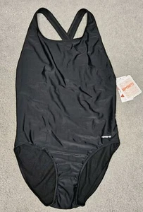 Sporti Black Bathing Suit Swim One Piece Open Back Size 40/14 Black NWT - Picture 1 of 5