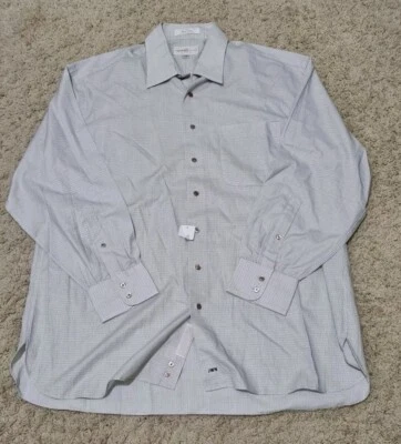 Camisa de vestir John W. Nordstrom ajuste tradicional para hombre talla 17-33 BEIGE algodón a cuadros Foto 1 de 4