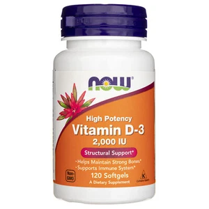 Now Foods Vitamine D3 2000 IU, 120 capsules - Imagen 1 de 4