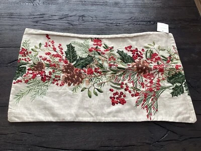 New Pottery Barn Holly Berry Lumbar Pillow Cover SOLD OUT 16 X 26 - Image 1 of 4