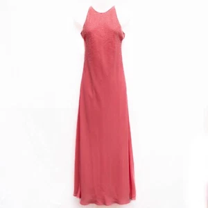 Vtg 90s Chelsea Nites Slip Dress 8 Beaded Salmon Pink Spaghetti Straps Gown Y2K - Picture 1 of 8
