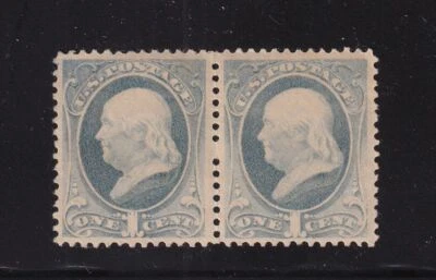 1873 Sc 156 MHR OG 1c ultramar VF par horizontal, falla CV $425 (3G Foto 1 de 2