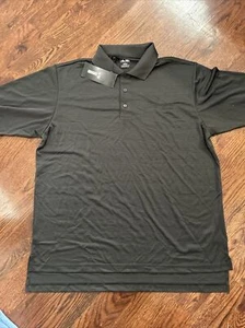 BNSF Railway Logo Adidas Golf Polo Shirt Mens L Black Lightweight - Picture 1 of 5