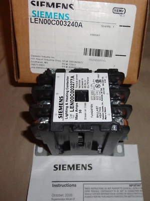 SIEMENS LEN00C003240A LIGHTING HEATING CONTACTOR 3P COIL 240 VAC NEW - Image 1 of 4