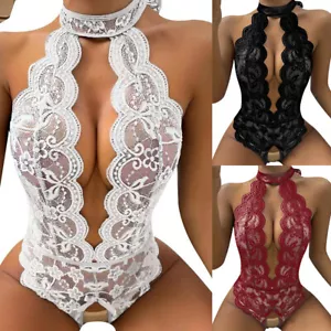 Women's Lace Sexy-Lingerie Jumpsuits Babydoll Sleepwear Underwear Nightwear US - Picture 1 of 42