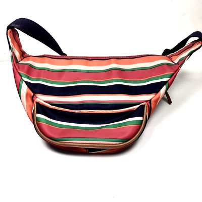 Fanny Pack Waist Pack Boho Bum Bag Purse Striped Colors Blue Red Green Pink - Image 1 of 4