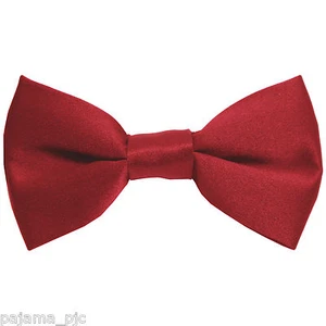 Red Kid's Straight Cut Solid Pre-tied Strap Bow tie Boy's Bowtie Wedding - Picture 1 of 1