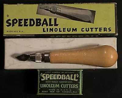 Cortador De Linóleo Speedball Vintage Con Cuchillas En Cajas Originales Hecho En EE. UU. • 16.29€