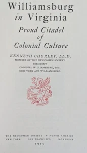 1951 Newcomen Society Address Colonial Williamsburg Culture - Imagen 1 de 6