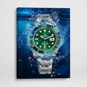 Impresión de arte de pared de lienzo inspirada en Rolex Submariner Hulk - Impresión de póster de arte de reloj - Imagen 1 de 12