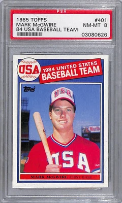 Topps Mark Mcgwire #401 1984 equipo de béisbol de Estados Unidos PSA 8 Foto 1 de 2