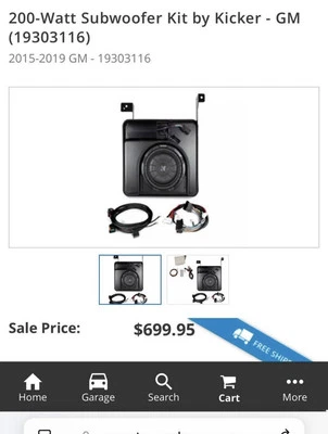 Kicker SSICRE14 subwoofer kit for 14-18Silverado & Sierra trucks Crew/double Cab - Image 1 of 4