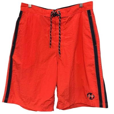 Tommy Hilfiger Red Swim Trunks Board Shorts M (Measures 32x10) Nylon - Image 1 of 4