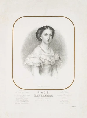 CARRADI [?] (19.Jhd), Portrait der Herzogin Margherita , um 1880, Lithographie - Bild 1 von 4