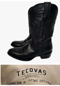 Tecovas 8 B “The Cartwright” Men’s Cowboy Boots, Size 8 B Midnight Black Boot - Picture 1 of 12