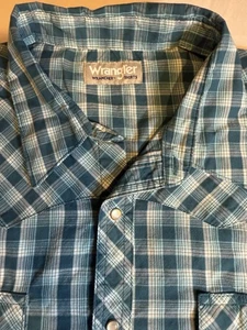 Wrangler Men’s XL Plaid Pearl Snap Wrancher Long Sleeve Shirt - Picture 1 of 5