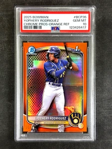 2025 Bowman Chrome #BCP36 Yophery Rodriguez Orange Refractor /25 Rookie PSA 10 - Bild 1 von 2