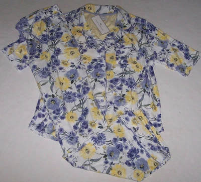 NUEVO CON ETIQUETAS Karen Neuburger Blanco/Púrpura SUNSHINE FLORAL Conjunto de Pijama M MANGAS CODO Foto 1 de 4