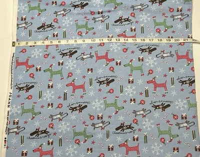 JO-ANN NEW cotton flannel fabric by half yard - Christmas Dog Silhouettes On Blue