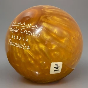Bola de boliche vintage Brunswick triple corona mantequilla escocesa remolino 14 lb sin perforar - Imagen 1 de 5