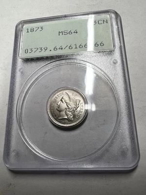 1873 3 Cent Nickel. PCGS MS64 - Image 1 of 3