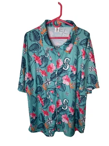 Camicia hawaiana Seattle Mariners uomo taglia XL con bottoni manica corta SGA - Foto 1 di 14
