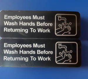 2-Pack “Employees Must Wash Hands Before Returning To Work” Adhesive Signs - Picture 1 of 3