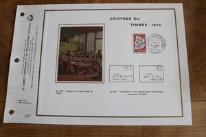 feuillet CEF 1974 premier 1er jour JOURNEE DU TIMBRE 1800ex SOIE n°7 - Picture 1 of 1