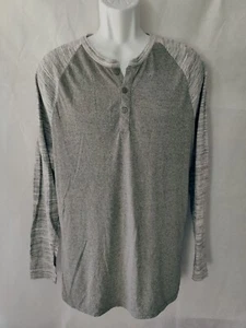 Lularoe Gray Men's Partial Button Raglan Sleeve Henley Top Shirt Size L - Picture 1 of 8