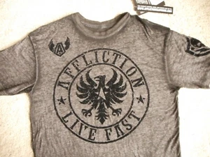 Camiseta Afflictions Para Hombre XL con etiquetas Live Fast Fragment SS Negra Gris - Imagen 1 de 12