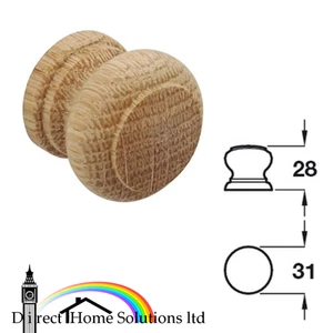 Hafele Wooden Oak Unfinished Knob Ø 31mm Cupboard Drawer Cabinet Door Handle - Picture 1 of 5