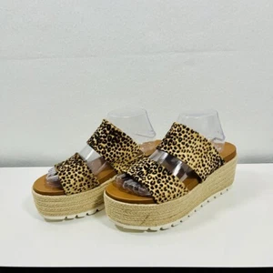 J/Slides Damen 9,5 Espadrille Keilabsatz Slipper Plateau Leopardenmuster - Bild 1 von 7