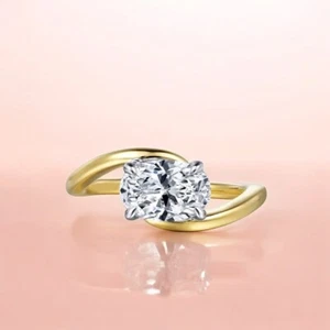 Anillo de compromiso de diamantes de talla ovalada de 1,50 quilates creado por IGI Lab en oro multicolor de 18 k - Imagen 1 de 13