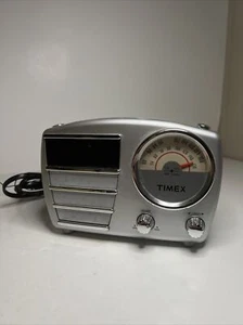 Retro Style TIMEX Alarm Clock Radio  T247S Silver Tested Works - Picture 1 of 8