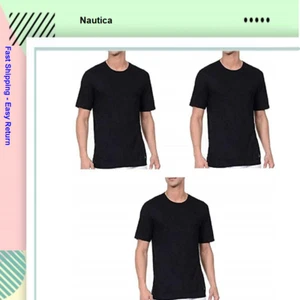 Nautica Men's 3-Pack Crew Neck Classic Fit Stretch Cotton T-Shirt, Black, Size  - Picture 1 of 3