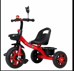 Dreirad Kinderfahrrad Kinderdreirad mit Beckengurt Pedalen 2 Körben Rot - Bild 1 von 2