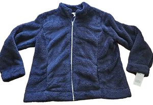 NEW Women's Croft And Barrow Fleece Jacket Coat size Petites PXL Dark Navy Blue - Picture 1 of 10