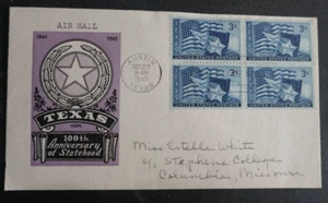 Texas Statehood 100th Anniv. First Day Cover 1945 - Picture 1 of 1