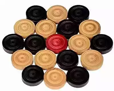 Wooden Carrom Game Coins & Striker Set Wooden Checkers (20 Pieces + 1 Striker) - Image 1 of 4