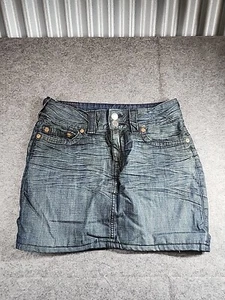 VTG True Religion Womens Sz 29 Y2k Denim Micro Mini Skirt Made In USA Western - Picture 1 of 15