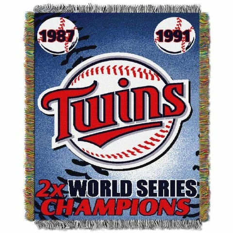 Minnesota Twins World Series Commemorative Woven MLB Tapestry Throw 48x60 Cover