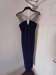 BNWT Stunning Quiz Navy Blue & Rhinestone Detailed Party Evening Dress Size 12 - Picture 1 of 18