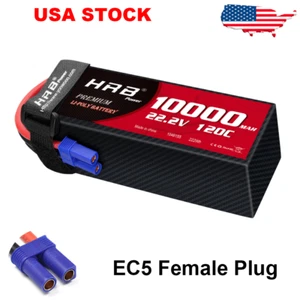 HRB 22.2V 6S 10000mAh EC5 120C Lipo Battery for RC Drone Helicopter Truck Quad - Picture 1 of 5