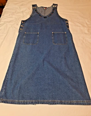 Vestido tipo jersey vaquero azul denim para mujer talla 1X bordado floral JL NY Foto 1 de 4