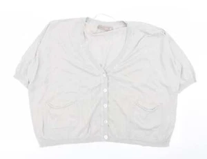 Zara Womens Grey V-Neck Cotton Blend Cardigan Size M - Picture 1 of 12