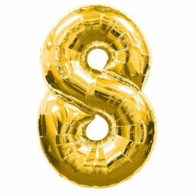 Gold Foil Balloon Number 8 Birthday Age Party Wedding Inflatable Banner Decor - Image 1 of 3
