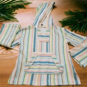 Roxy Girl French Terry Striped Poncho Pullover Hoodie Beachwear- Size Girl's 6 - Picture 1 of 11