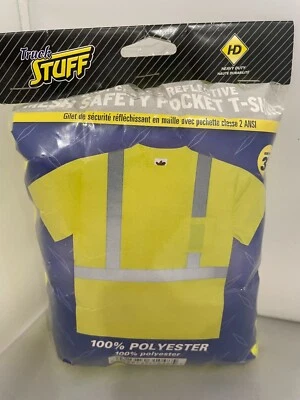 Truck Stuff Heavy Duty ANSI Class 2 Reflective Mesh safety Pocket T-Shirt New 3X - Image 1 of 4