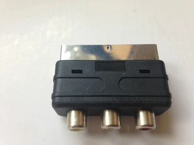 SCART Male Plug to 3 RCA Female A/V Audio Video Adaptor Converter - Image 1 of 2